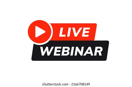 Webinar live virtual event icon, online video training broadcast. Live webinar workshop stream video conference podcast