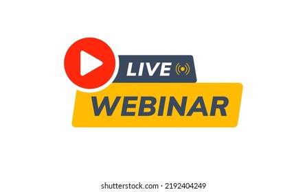 Webinar Live Virtual Event Icon, Online Video Training Broadcast. Live Webinar Workshop Stream Video Conference Podcast