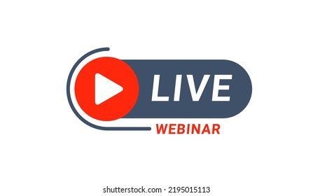 Webinar Live Virtual Event Icon, Online Video Training Broadcast. Live Webinar Workshop Stream Video Conference Podcast