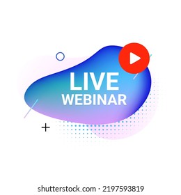 Webinar Live Virtual Event Icon, Online Video Training Broadcast. Live Webinar Workshop Stream Video Conference Podcast