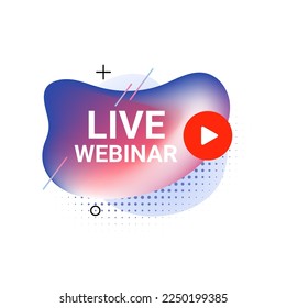 Webinar live virtual event icon, online video training broadcast. Live webinar workshop stream video conference podcast