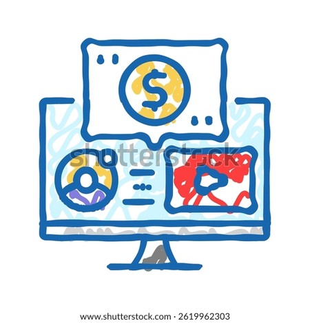 webinar monetization doodle icon sketch vector. webinar monetization sign. isolated symbol illustration