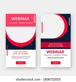 Webinar New Sessions Template or Flyer Design Set with 50% Discount Offer and Space For Text or Image.