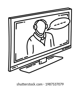 El responsable de seminarios web es parte del conjunto de iconos de vectores dibujados a mano de las actividades de radiodifusión.