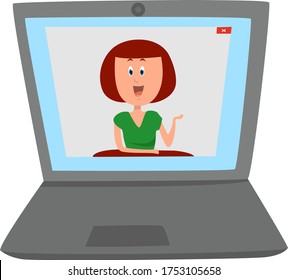 Webinar on laptop , illustration, vector on white background