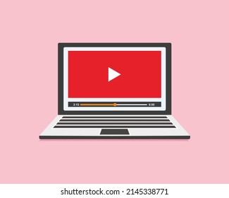 Webinar on laptop. online education. video tutorials. quarantine. stay home. flat style. Premium Vector
