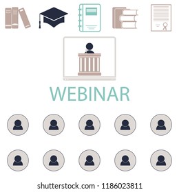 Webinar online conference lectures and training in internet. Vector illustration