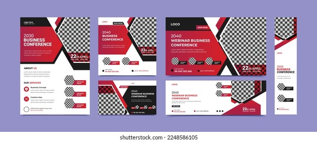 Webinar online conference social media post banner design. Usable for web banner, cover, square banner, conference flyer and online webinar conference invitation banner design template.