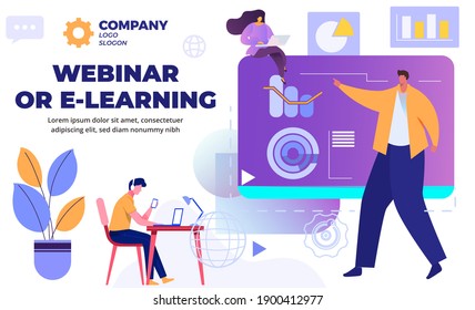 Webinar, Online Education Social Media Design for Business, Education purpose- modern colorful vector design template-layout-easy to Edit-Isometric cartoon character-boy-girl-teacher-students