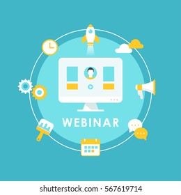 Webinar, Online Education and Training Concept Illustration