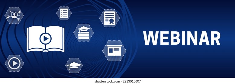 Webinar Online Learning Banner Background with Icons