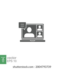 Webinar, online meeting. Consulting Virtual classroom. Computer screen with teacher talking, online education. Video player class streaming. Solid Vector illustration Design on white background EPS 10