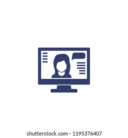 webinar, online training vector icon on white