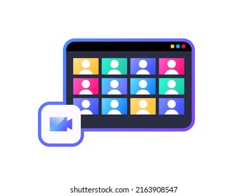 Webinar Online Video Conference Vector Concept Gradient Illustration for Business Meeting Seminar or Graphic Element