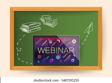 Webinar, online video training, tutorial podcast vector banner