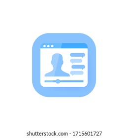 seminario web en línea, icono de vector de aprendizaje distante