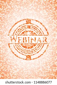 Webinar orange mosaic emblem with background