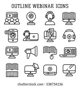 Webinar outline icons vector.