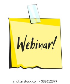 Webinar paper sticky note. Retro reminder sticker