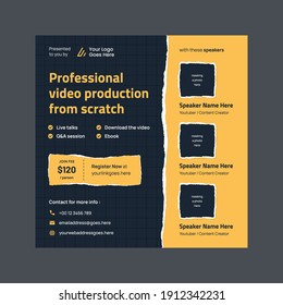webinar poster template with torn ripped paper effect vector