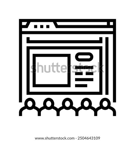 webinar presentation virtual conference line icon vector. webinar presentation virtual conference sign. isolated contour symbol black illustration