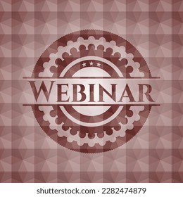 Webinar red emblem with geometric background. Seamless. 