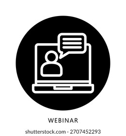 Webinar Rounded Color Icon Mini Illustration Icon. Use For Modern Concept, Print, Ui, Ux Kit, Web And App Development. Vector Related To Office, Education, Examination And More
