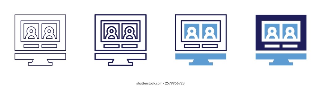 Webinar series icon in 4 different styles. Thin Line, Line, Bold Line, Duotone. Duotone style. Editable stroke.