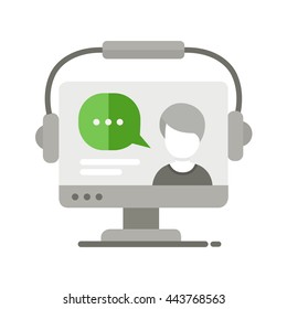 Webinar Single Isolated Modern Vector Line Design Icon With A Computer Display And A Tutor Teaching Online