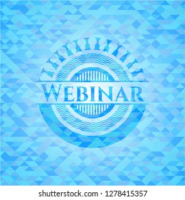 Webinar sky blue emblem. Mosaic background