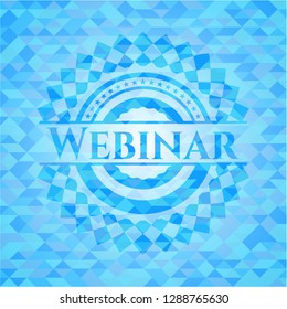 Webinar sky blue emblem with triangle mosaic background