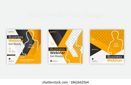 Webinar social media banner, for Business Live webinar or conference invite and Online business promotion banners design set.