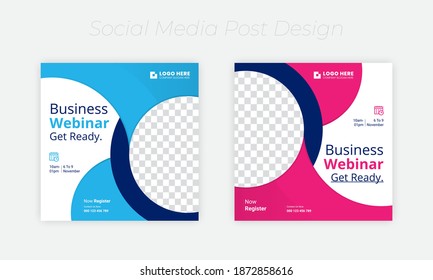 Webinar, social media banner, for Business Live webinar or conference invite and Online business promotion banners design set.