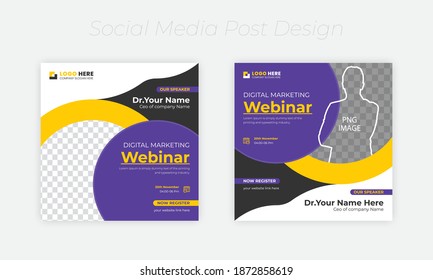Webinar, social media banner, for Business Live webinar or conference invite and Online business promotion banners design set.