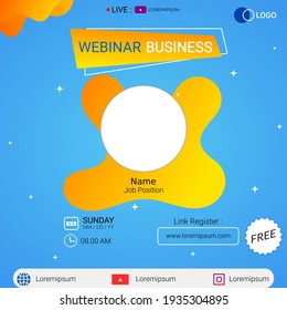 diseño del concepto de plantilla de publicación en redes sociales a través de seminarios web. banner de promoción de marketing en línea.