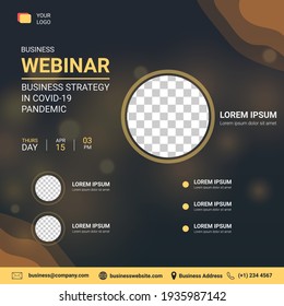 webinar social media post template. Banner promotion. Business strategy in covid-19 pandemic
