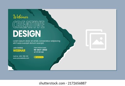 Diseño de plantilla de publicación en redes sociales a través de seminarios web. Banner de promoción de marketing en línea.