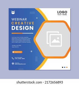 Webinar social media post template concept design. Online marketing promotion banner.