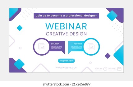 Webinar social media post template concept design. Online marketing promotion banner.