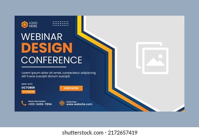 Diseño de plantilla de publicación en redes sociales a través de seminarios web. Banner de promoción de marketing en línea.