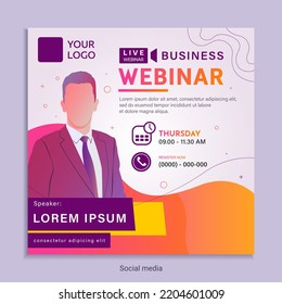 webinar social media post template concept design. online marketing promotion banner.