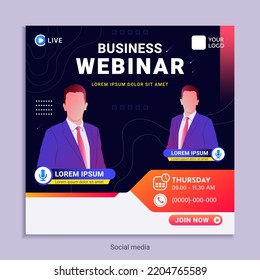 webinar social media post template concept design. online marketing promotion banner.