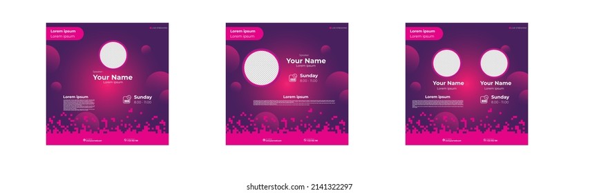 Webinar Social Media post template.Vector modern background with red purple gradient.vector design with place for photo.Suitable for social media post,banner,website,other