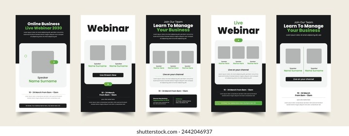 Webinar social media stories template, Conference live webinar social media Post