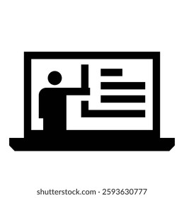 webinar solid icon, representing online learning, virtual event, seminar, education.