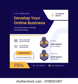 Webinar Square Poster Design Template Vector