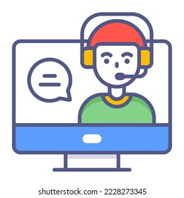 Webinar, soporte, cliente Conceptos modernos diseño plano, concepto de ilustración vectorial de calidad premium. Símbolo vector.