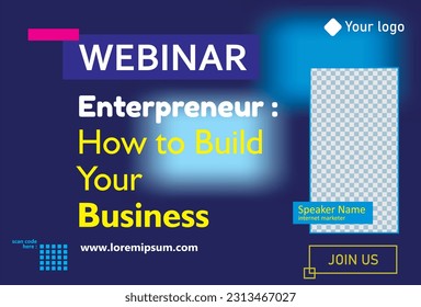 Webinar template design with blue sahape gradient color style design