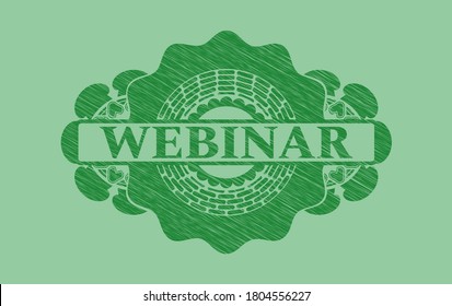 Webinar text inside Green stroke badge. Eco luxurious background. Intense illustration. 