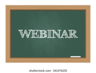 Webinar text on chalkboard